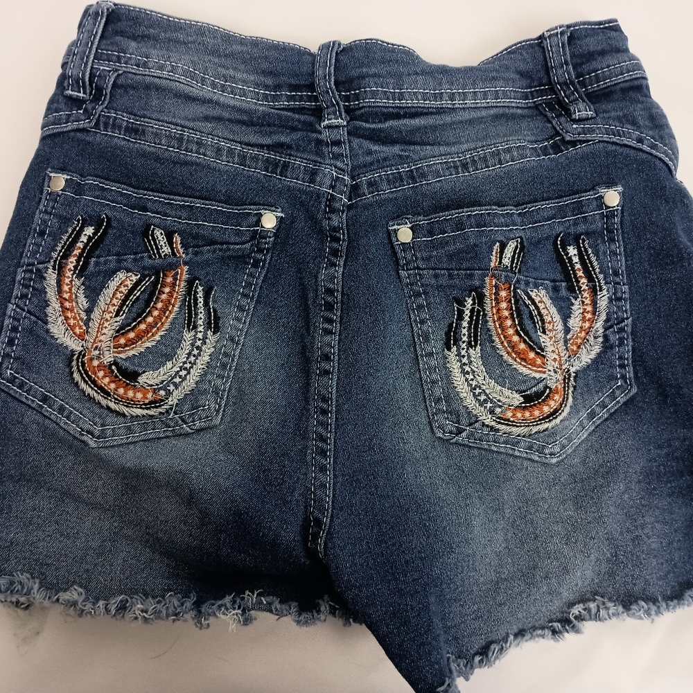 2/$30 Denim Blue Western Summer Booty Cowgirl Shorts (#390)